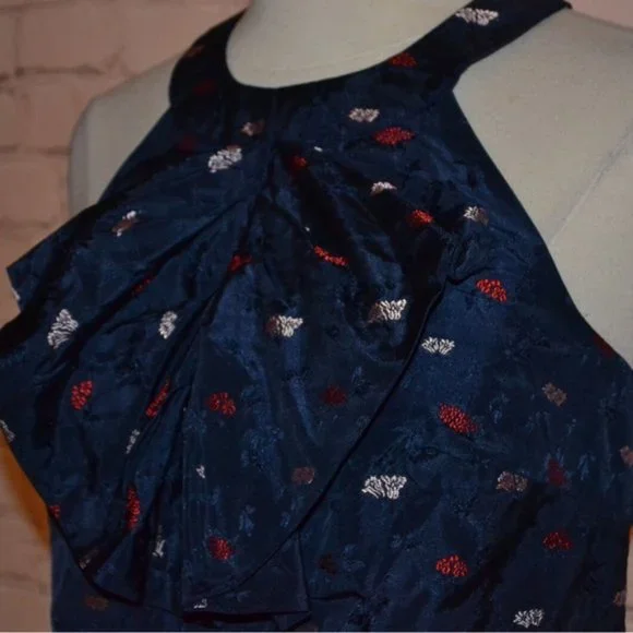 Banana Republic Evening Dress Women's Choker Top Navy Blue Party Dress 💎 - Picture 6 of 7